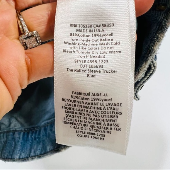 Current/Elliot Rolled Sleeve Trucker Denim Jean Jacket - Picture 6 of 11